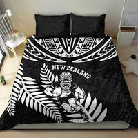 New Zealand Rugby Bedding Set Silver Fern Maori Pattern