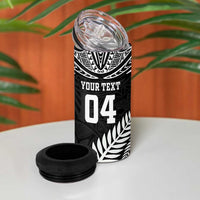 Custom New Zealand Rugby 4 in 1 Can Cooler Tumbler Silver Fern Maori Pattern