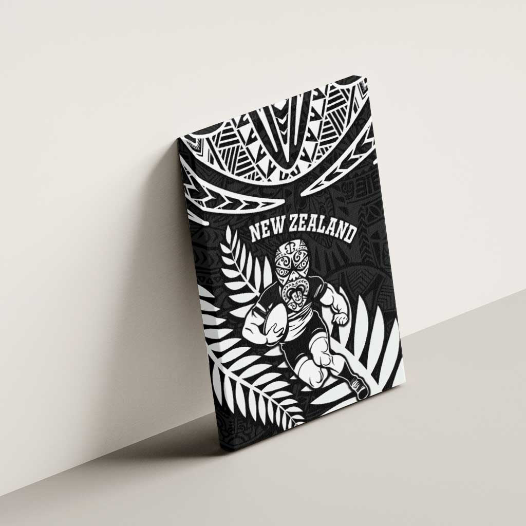 New Zealand Rugby Canvas Wall Art Silver Fern Maori Pattern