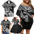 Custom New Zealand Rugby Family Matching Off Shoulder Short Dress and Hawaiian Shirt Silver Fern Maori Pattern