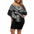 Custom New Zealand Rugby Family Matching Off Shoulder Short Dress and Hawaiian Shirt Silver Fern Maori Pattern