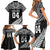 Custom New Zealand Rugby Family Matching Short Sleeve Bodycon Dress and Hawaiian Shirt Silver Fern Maori Pattern