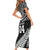 Custom New Zealand Rugby Family Matching Short Sleeve Bodycon Dress and Hawaiian Shirt Silver Fern Maori Pattern