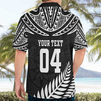Custom New Zealand Rugby Hawaiian Shirt Silver Fern Maori Pattern