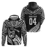 Custom New Zealand Rugby Hoodie Silver Fern Maori Pattern