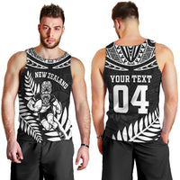 Custom New Zealand Rugby Men Tank Top Silver Fern Maori Pattern