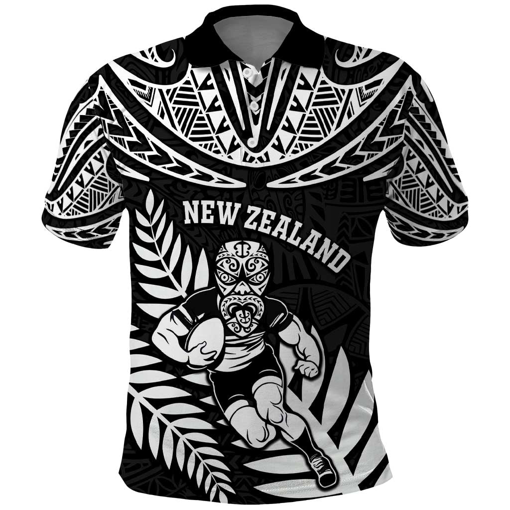 Custom New Zealand Rugby Polo Shirt Silver Fern Maori Pattern