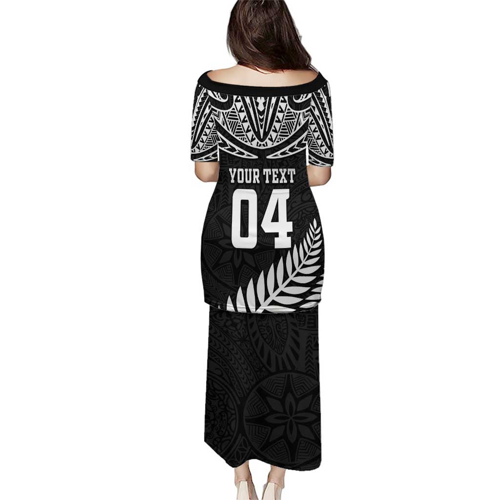 Custom New Zealand Rugby Puletasi Silver Fern Maori Pattern