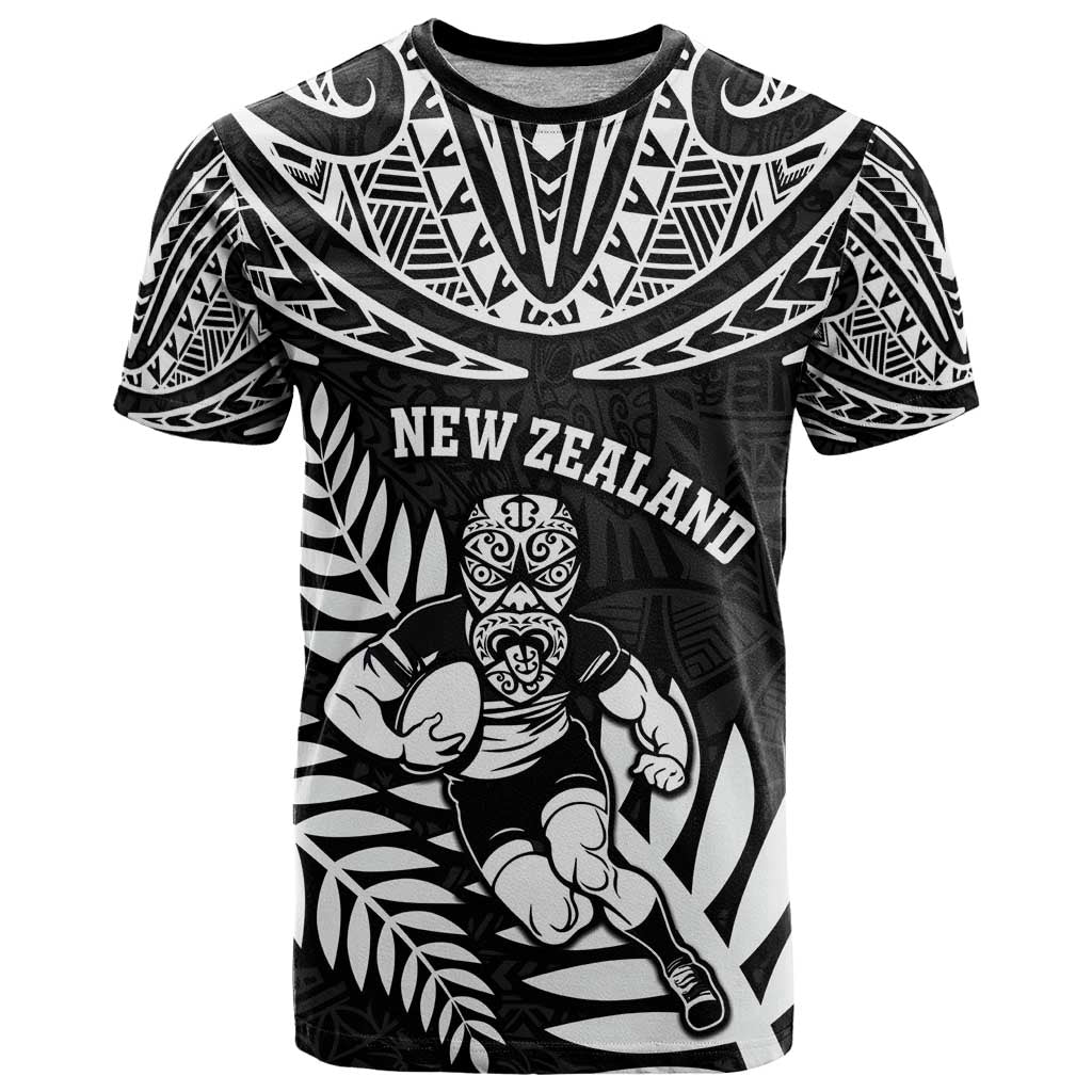 Custom New Zealand Rugby T Shirt Silver Fern Maori Pattern