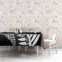 New Zealand Rugby Tablecloth Silver Fern Maori Pattern