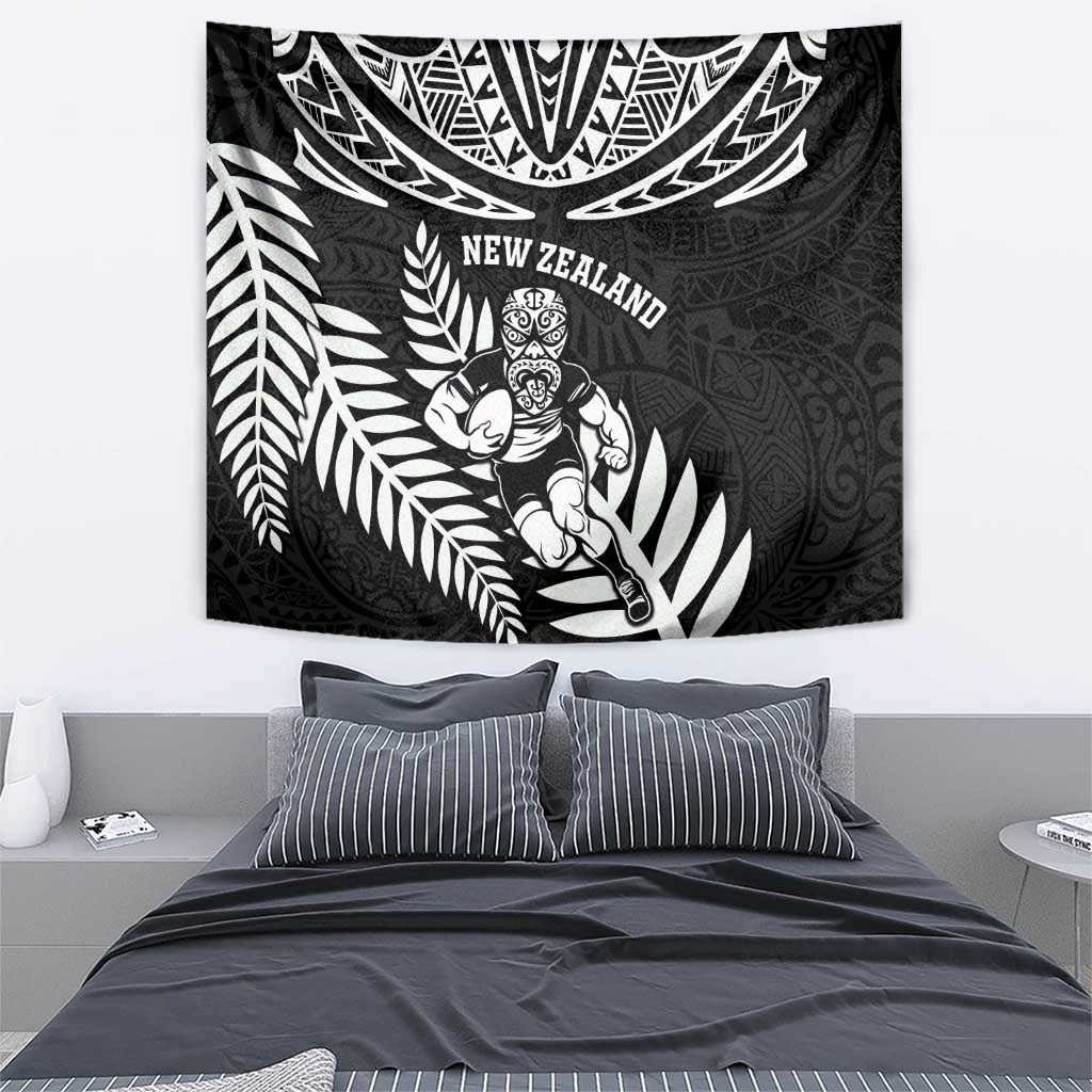 New Zealand Rugby Tapestry Silver Fern Maori Pattern