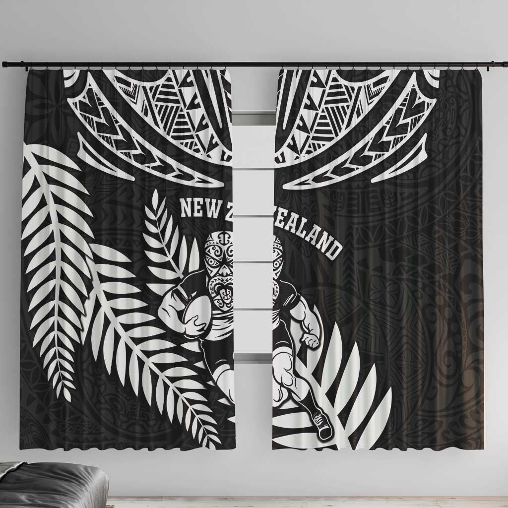 New Zealand Rugby Window Curtain Silver Fern Maori Pattern