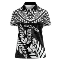 Custom New Zealand Rugby Women Polo Shirt Silver Fern Maori Pattern