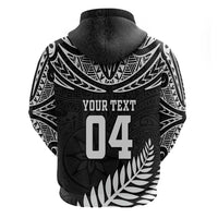 Custom New Zealand Rugby Zip Hoodie Silver Fern Maori Pattern
