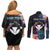 Personalised Hawaii Couples Matching Off Shoulder Short Dress and Long Sleeve Button Shirt Kanaka Maoli With Fish Hook