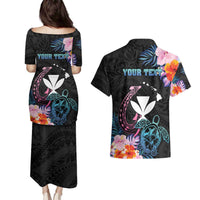 Personalised Hawaii Couples Matching Puletasi and Hawaiian Shirt Kanaka Maoli With Fish Hook