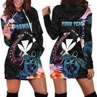 Personalised Hawaii Hoodie Dress Kanaka Maoli With Fish Hook