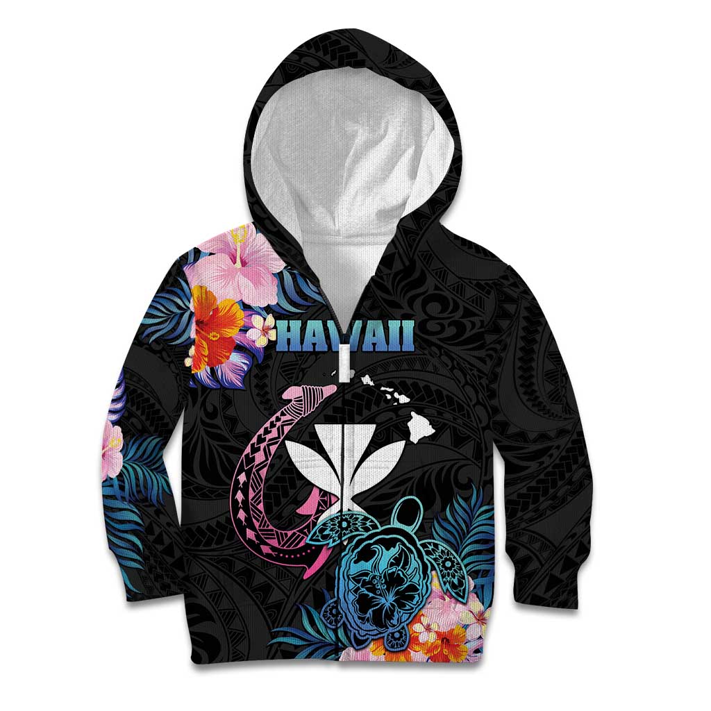 Personalised Hawaii Kid Hoodie Kanaka Maoli With Fish Hook