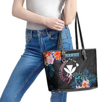 Hawaii Leather Tote Bag Kanaka Maoli With Fish Hook