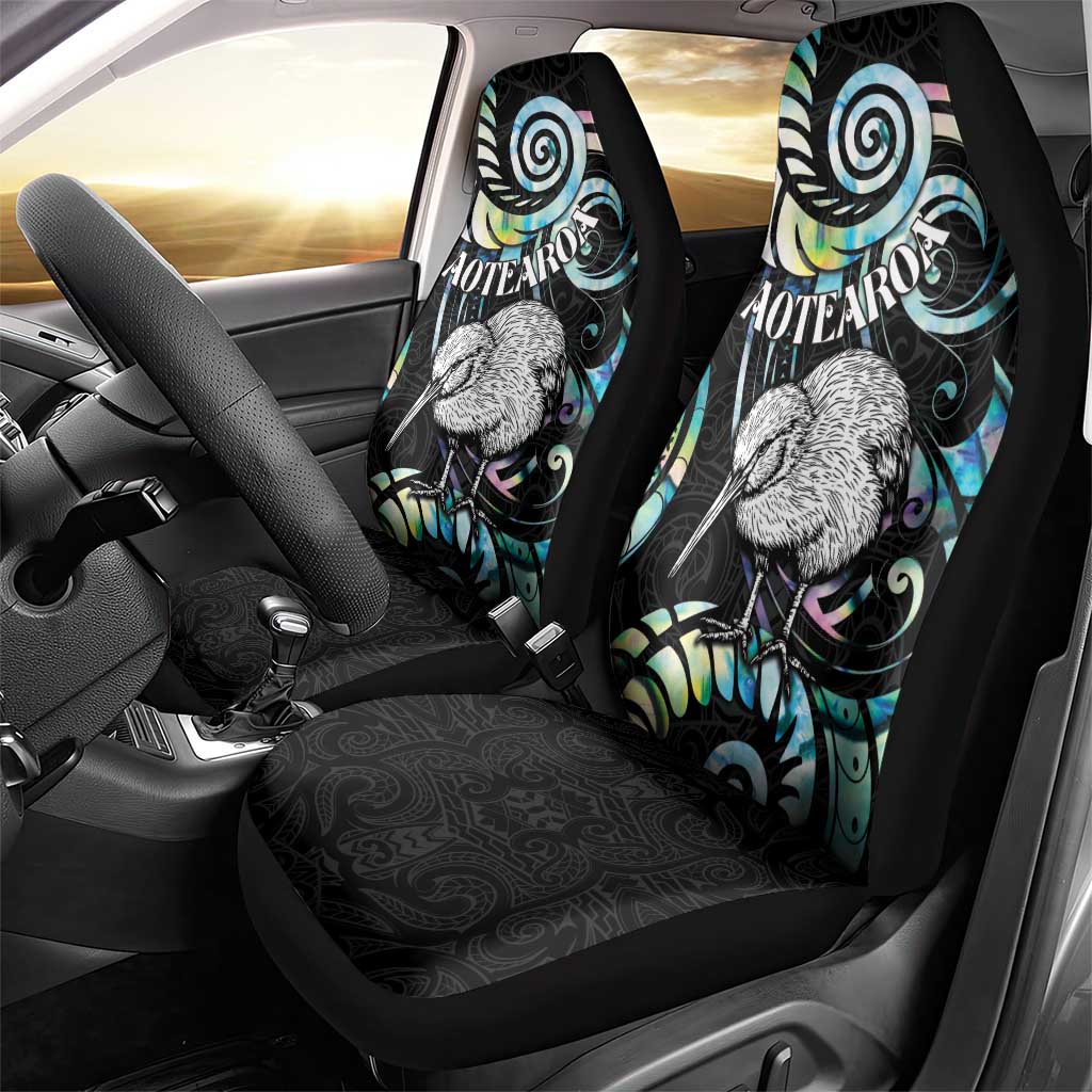 New Zealand Kiwi Bird Car Seat Cover Silver Fern Koru Paua Shell
