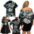 New Zealand Kiwi Bird Family Matching Off Shoulder Short Dress and Hawaiian Shirt Silver Fern Koru Paua Shell