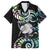 New Zealand Kiwi Bird Family Matching Off Shoulder Short Dress and Hawaiian Shirt Silver Fern Koru Paua Shell