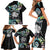 New Zealand Kiwi Bird Family Matching Short Sleeve Bodycon Dress and Hawaiian Shirt Silver Fern Koru Paua Shell