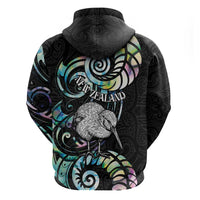 New Zealand Kiwi Bird Hoodie Silver Fern Koru Paua Shell