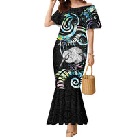 New Zealand Kiwi Bird Mermaid Dress Silver Fern Koru Paua Shell