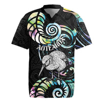 New Zealand Kiwi Bird Rugby Jersey Silver Fern Koru Paua Shell