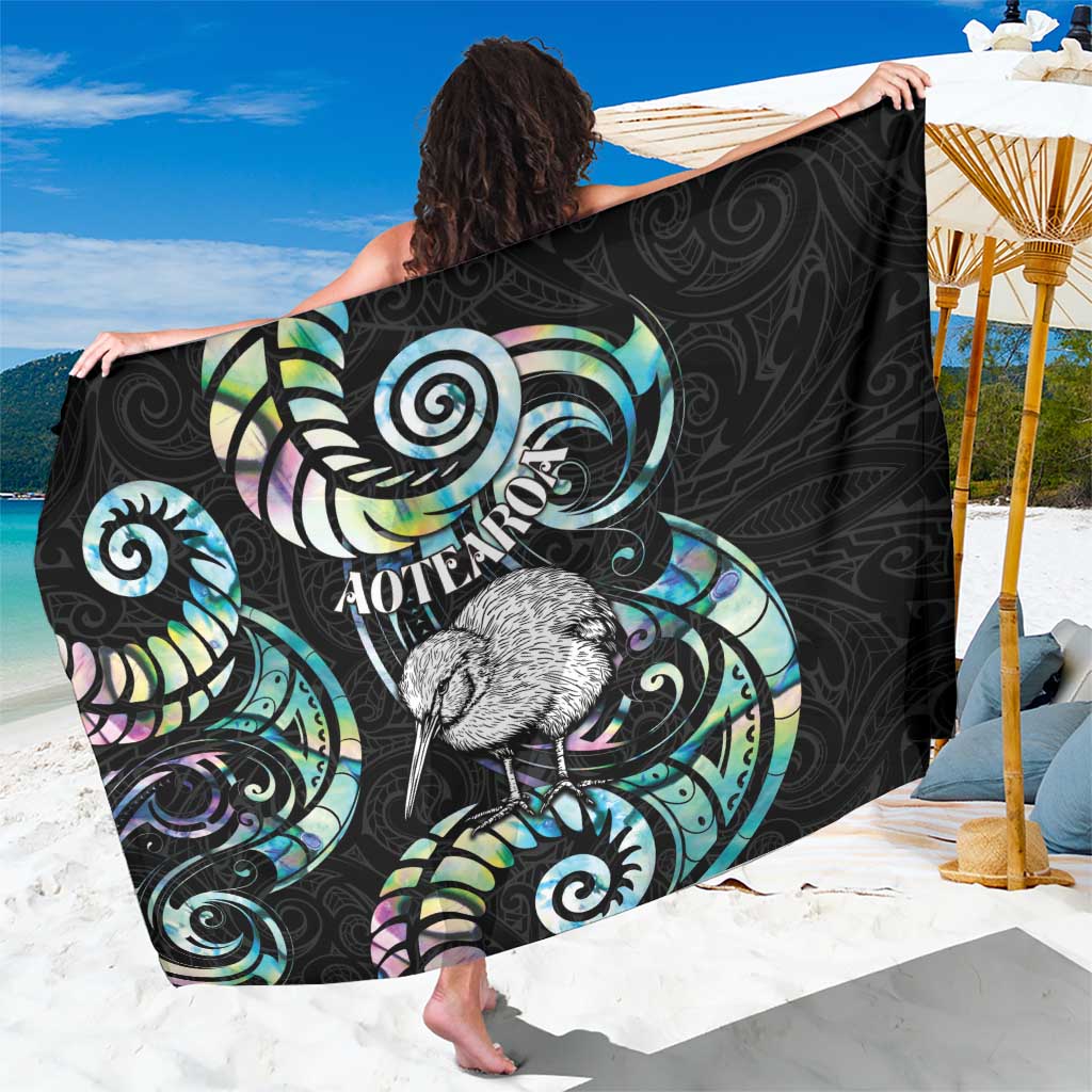 New Zealand Kiwi Bird Sarong Silver Fern Koru Paua Shell