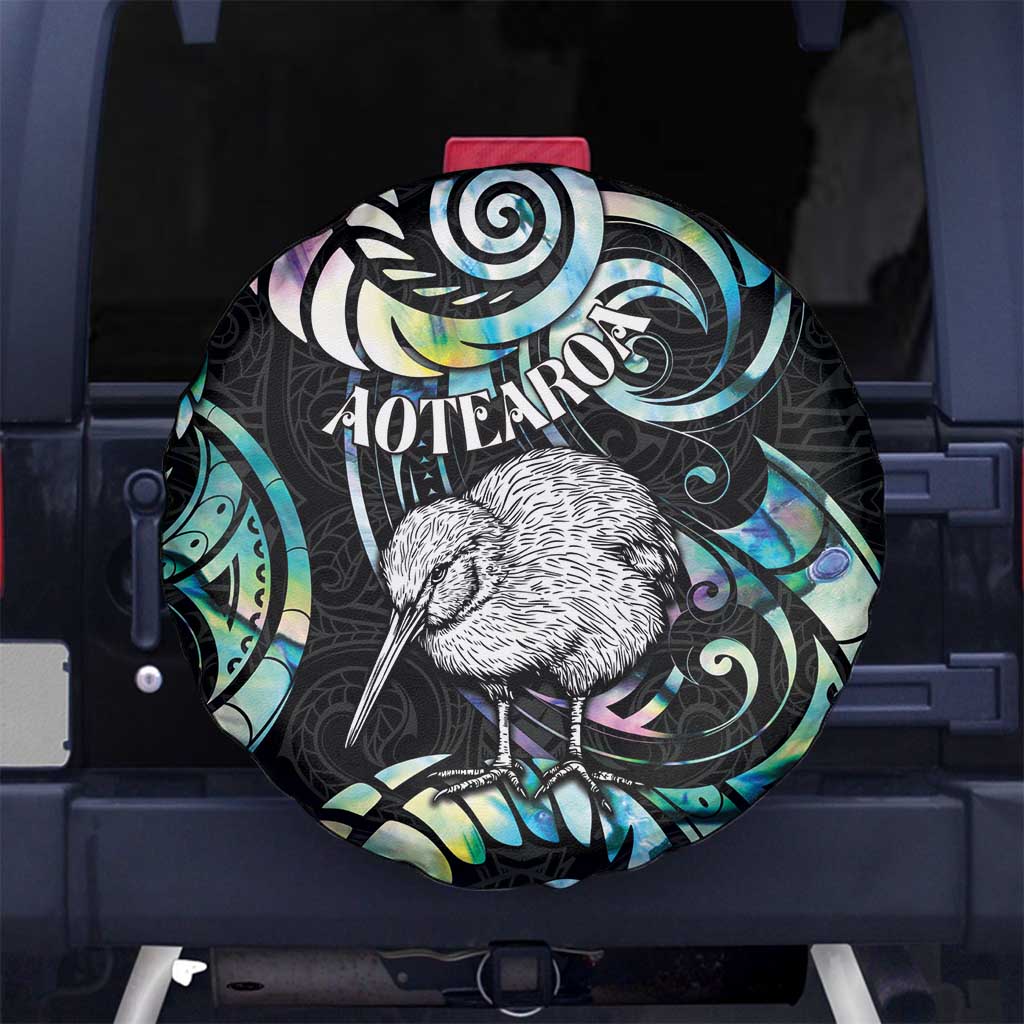 New Zealand Kiwi Bird Spare Tire Cover Silver Fern Koru Paua Shell