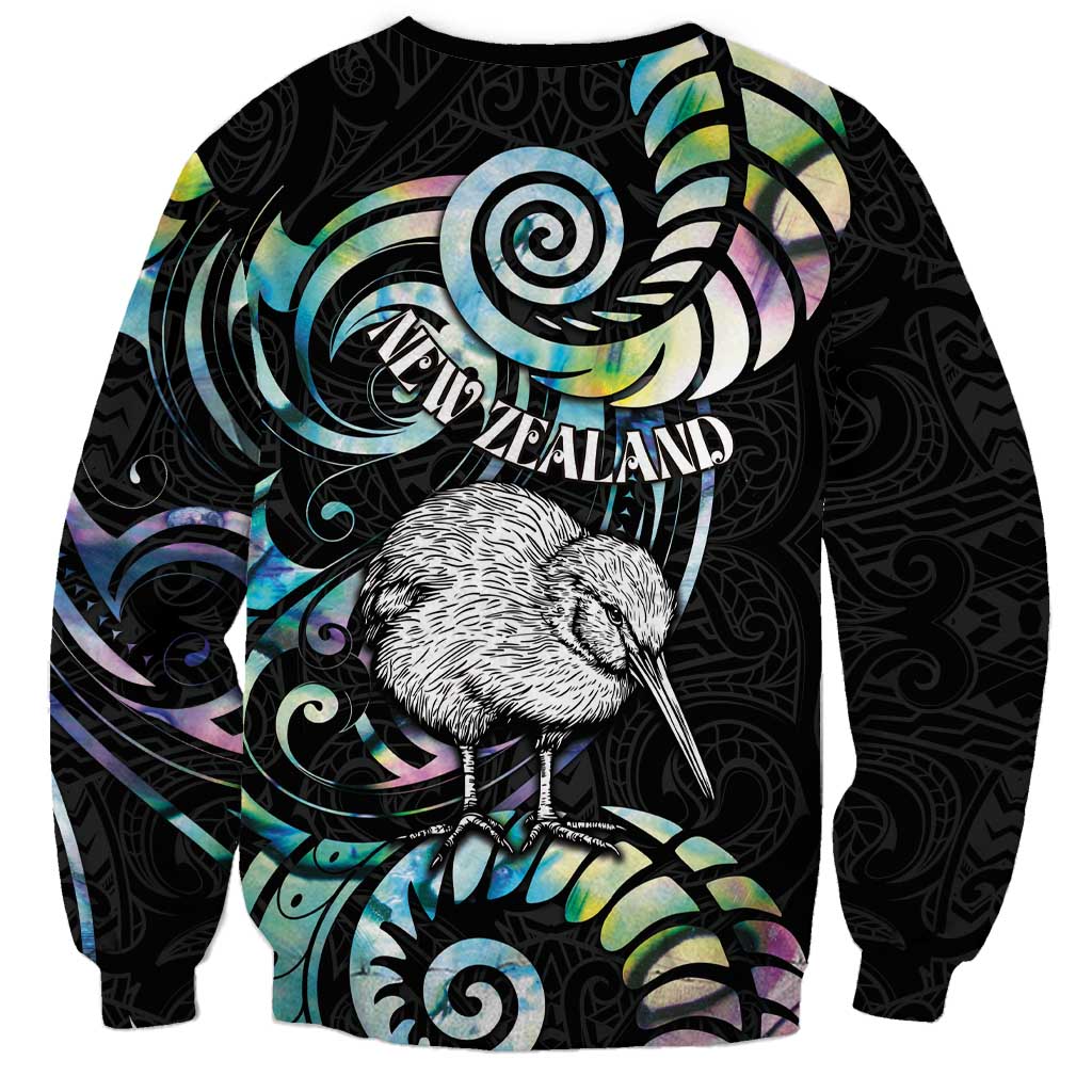 New Zealand Kiwi Bird Sweatshirt Silver Fern Koru Paua Shell