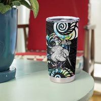 New Zealand Kiwi Bird Tumbler Cup Silver Fern Koru Paua Shell