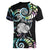 New Zealand Kiwi Bird Women V-Neck T-Shirt Silver Fern Koru Paua Shell