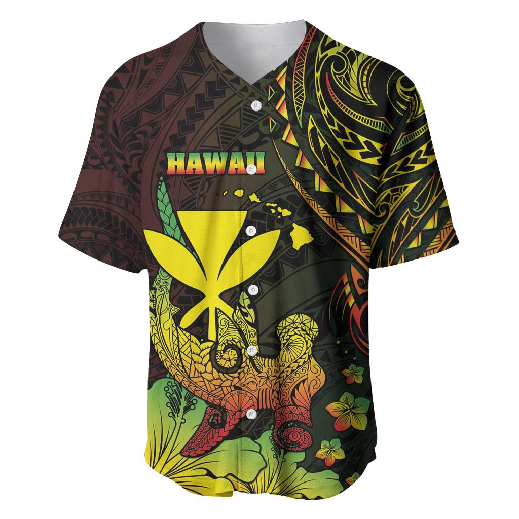 Personalised Hawaii Baseball Jersey Kanaka Maoli With Hammerhead Shark