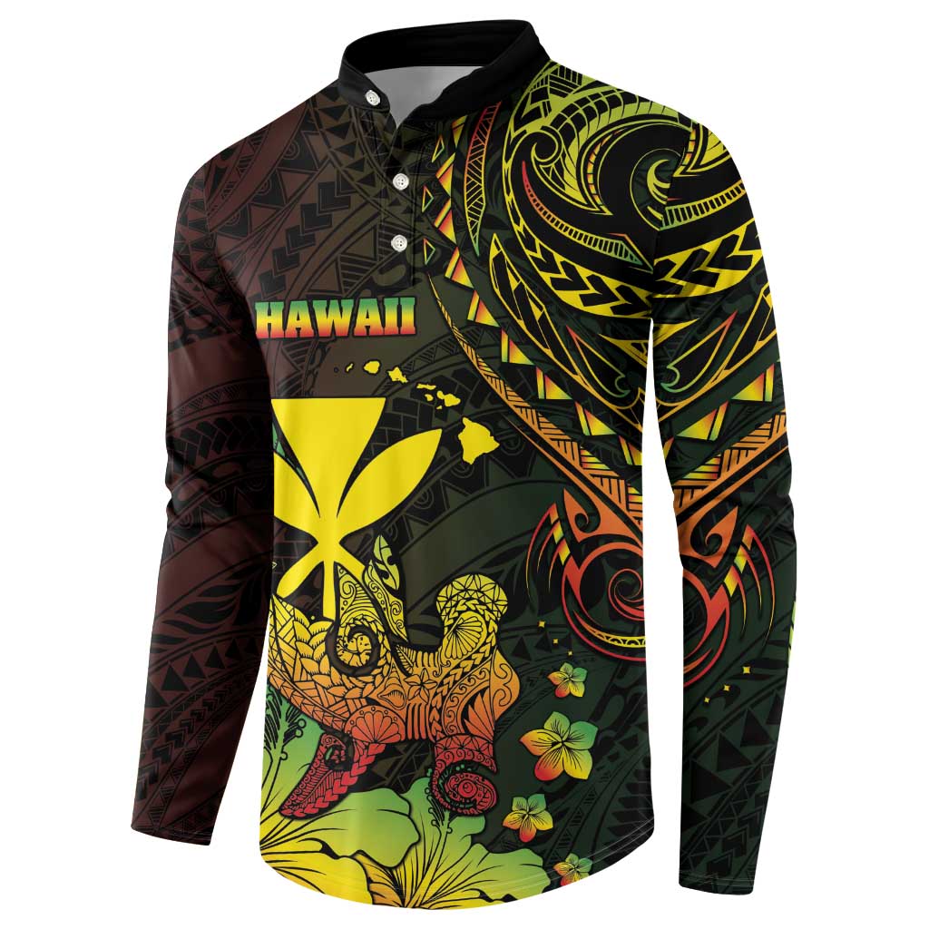 Personalised Hawaii Button Sweatshirt Kanaka Maoli With Hammerhead Shark