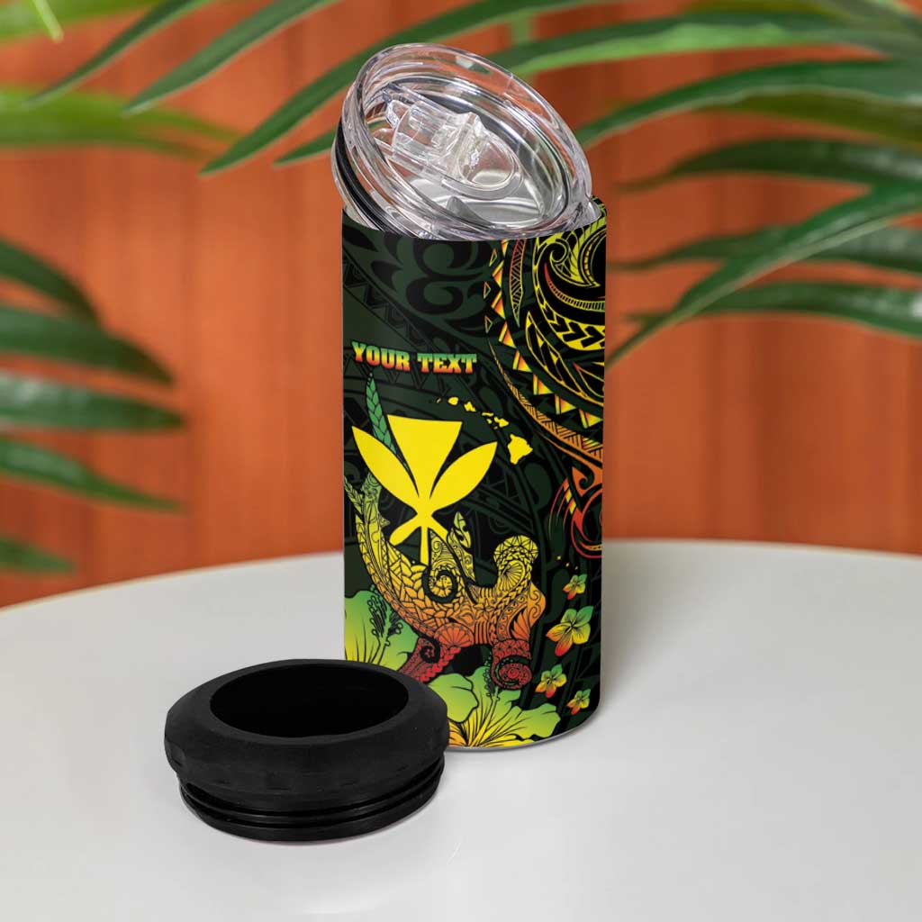 Personalised Hawaii 4 in 1 Can Cooler Tumbler Kanaka Maoli With Hammerhead Shark