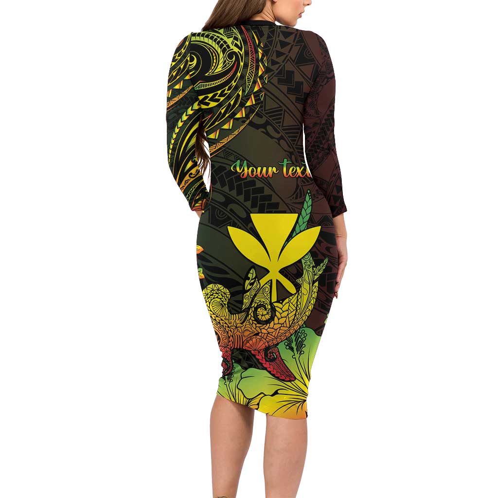Personalised Hawaii Family Matching Long Sleeve Bodycon Dress and Hawaiian Shirt Kanaka Maoli With Hammerhead Shark