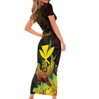 Personalised Hawaii Family Matching Short Sleeve Bodycon Dress and Hawaiian Shirt Kanaka Maoli With Hammerhead Shark