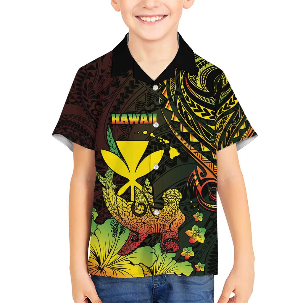 Personalised Hawaii Family Matching Short Sleeve Bodycon Dress and Hawaiian Shirt Kanaka Maoli With Hammerhead Shark