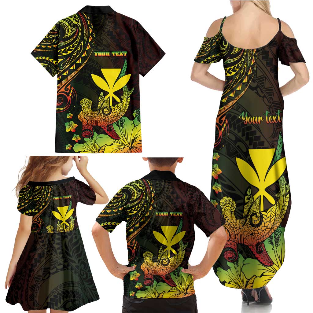 Personalised Hawaii Family Matching Summer Maxi Dress and Hawaiian Shirt Kanaka Maoli With Hammerhead Shark