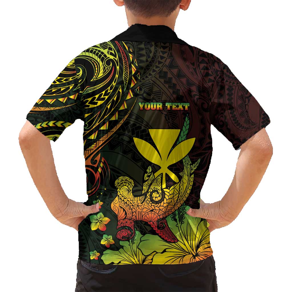 Personalised Hawaii Family Matching Tank Maxi Dress and Hawaiian Shirt Kanaka Maoli With Hammerhead Shark