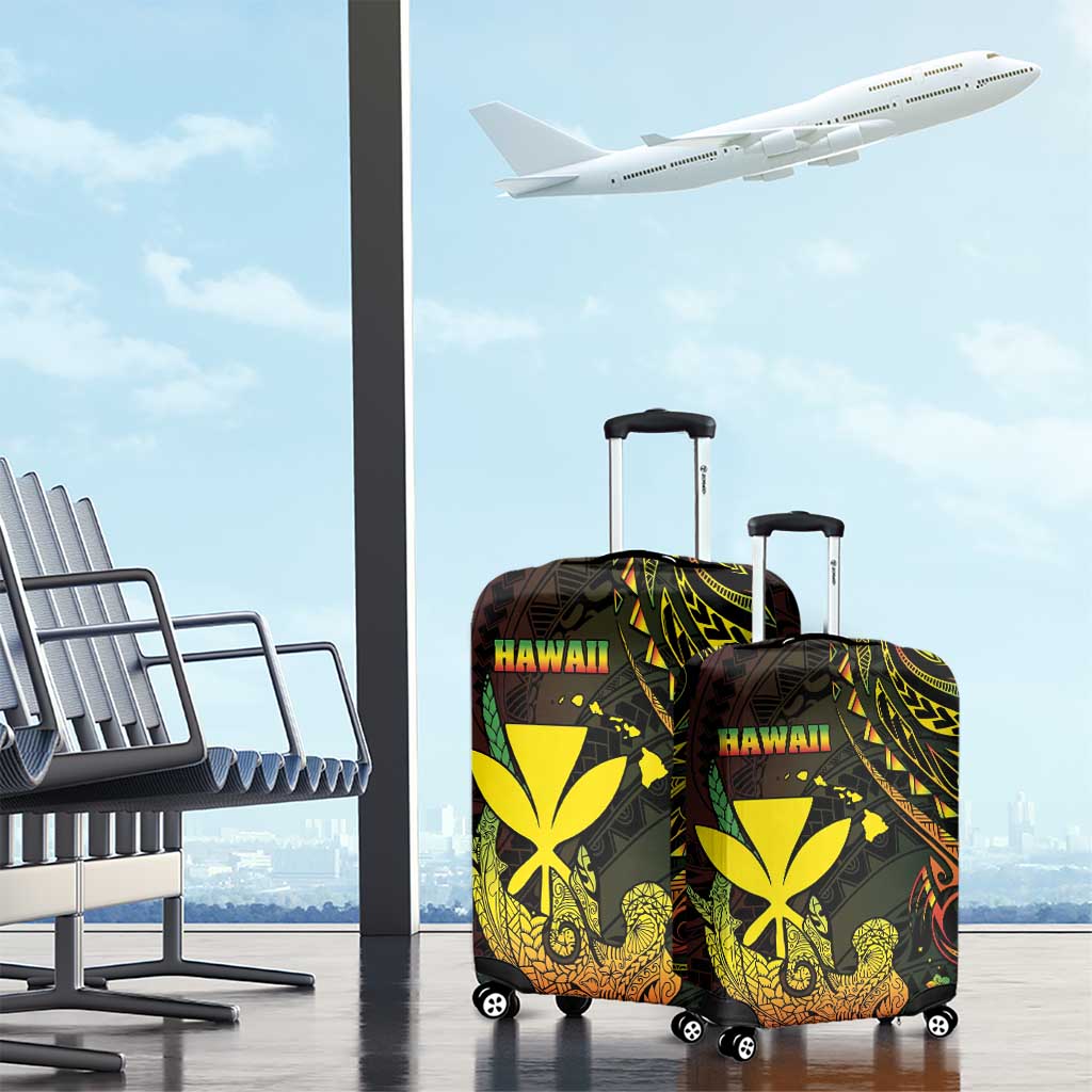 Hawaii Luggage Cover Kanaka Maoli With Hammerhead Shark