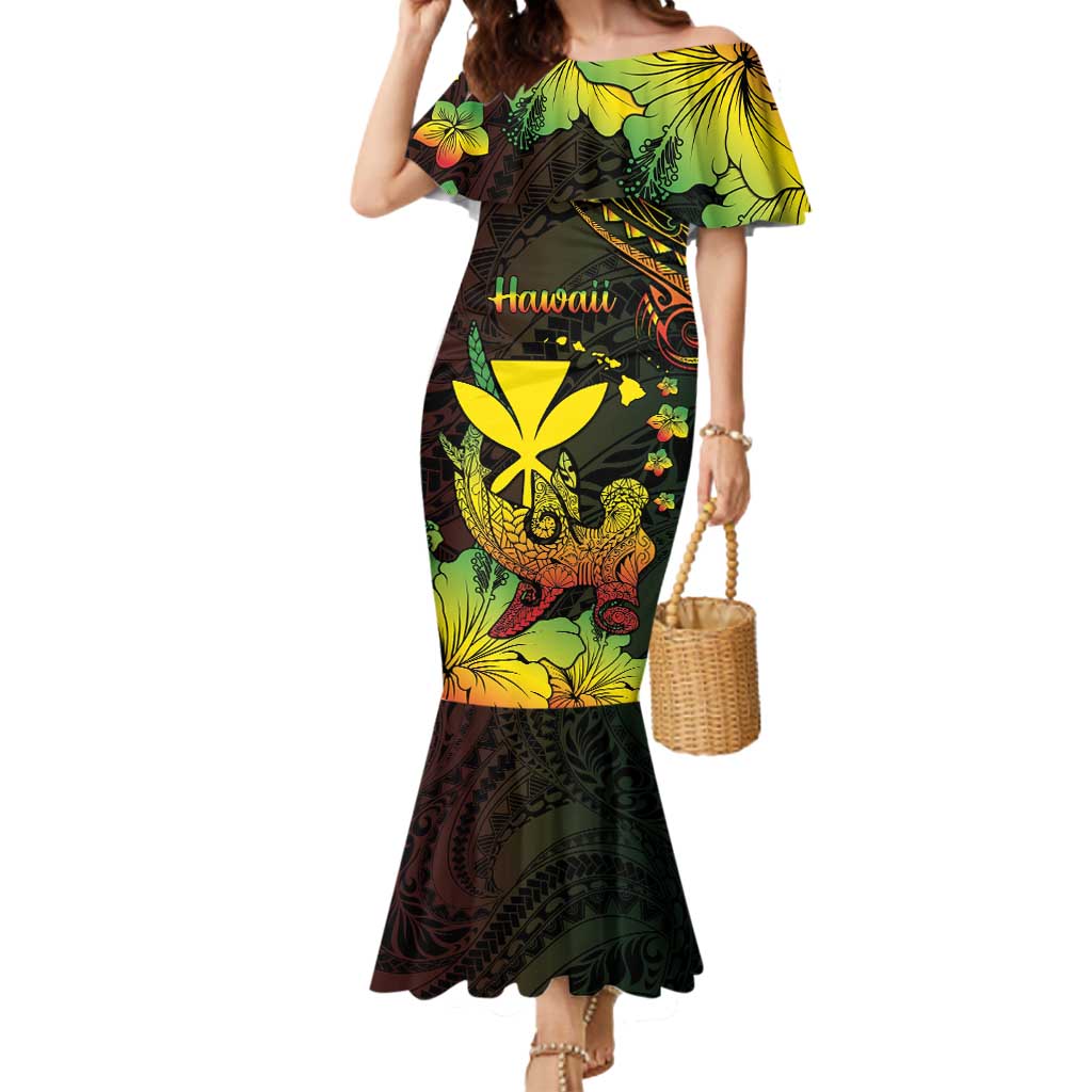 Personalised Hawaii Mermaid Dress Kanaka Maoli With Hammerhead Shark