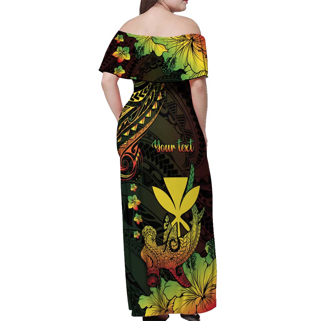 Personalised Hawaii Off Shoulder Maxi Dress Kanaka Maoli With Hammerhead Shark