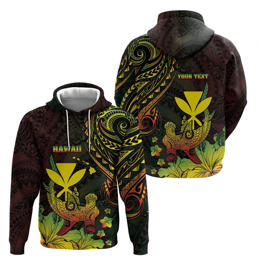 Personalised Hawaii Zip Hoodie Kanaka Maoli With Hammerhead Shark