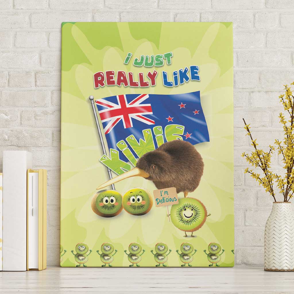 New Zealand Kiwi Canvas Wall Art I Just Really Like Kiwis DT04 Without Frame Green - Polynesian Pride
