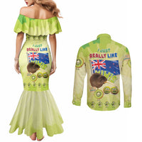 New Zealand Kiwi Couples Matching Mermaid Dress and Long Sleeve Button Shirt I Just Really Like Kiwis