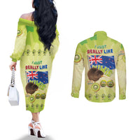 New Zealand Kiwi Couples Matching Off The Shoulder Long Sleeve Dress and Long Sleeve Button Shirt I Just Really Like Kiwis
